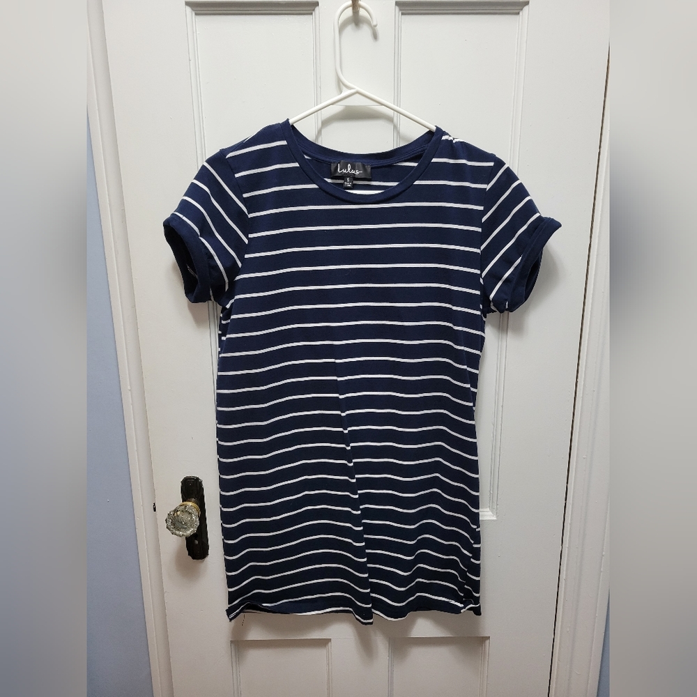 Women's small, Navy blue striped shirt dress, Lulus
